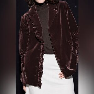 ***NWT***Christian Siriano Dark Brownish Plum Velvet Women's Blazer size xsmall